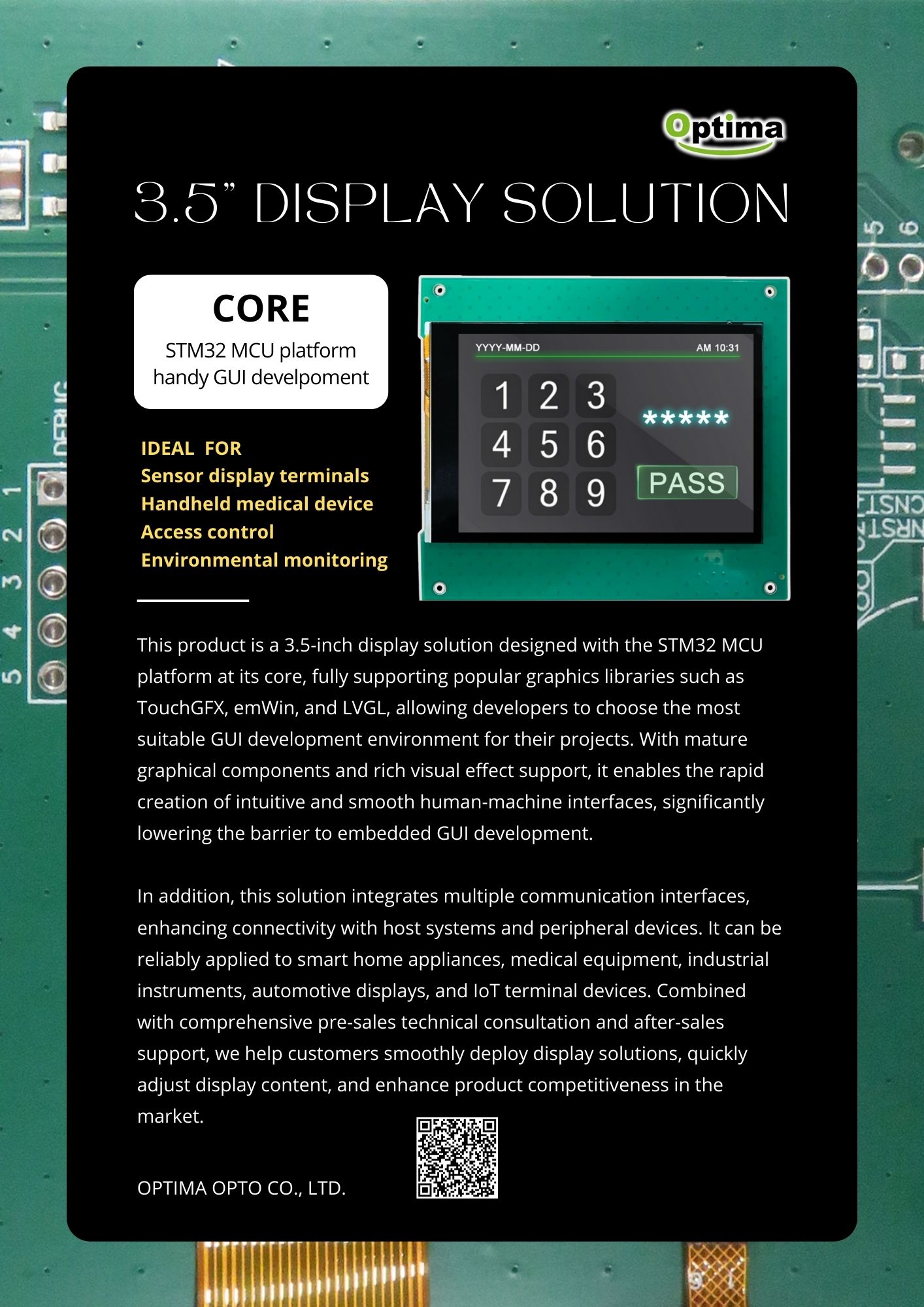 3.5-inch Display Solution is purpose-built for space-constrained, highly integrated product designs.